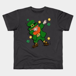 Dabbing Leprechaun St Patricks Day Funny Shamrocks & Coins Shirt and Gifts Kids T-Shirt